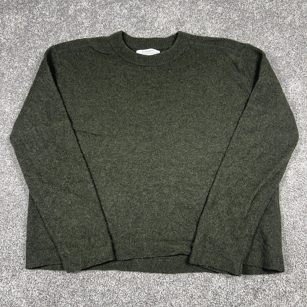 REI Cooperative Sweater Mens XXL 2XL Green 100% Lambswool Crewneck Pullover